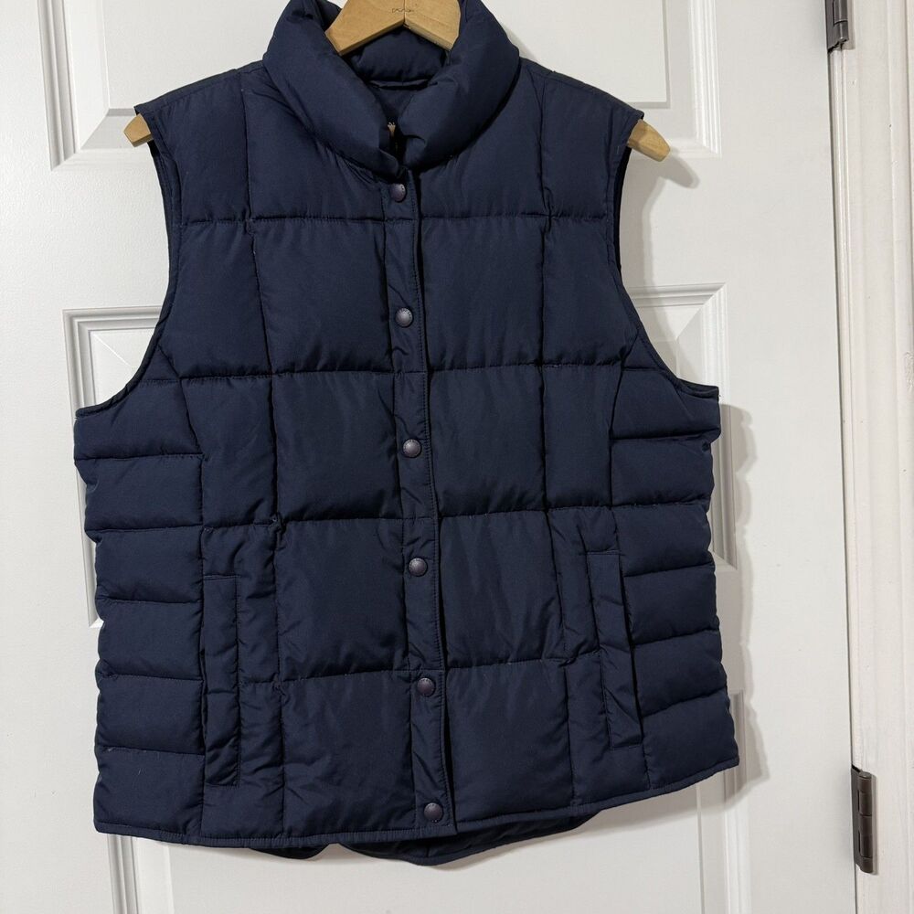 Lands End Navy Quilted Puffer Down Vest women’s M Utility Gorpcore  Classic